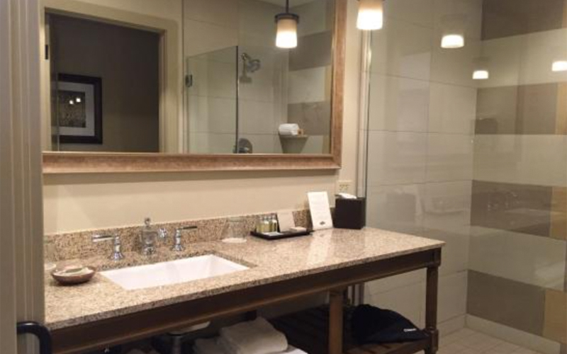 Granite Vanity with Wood Base